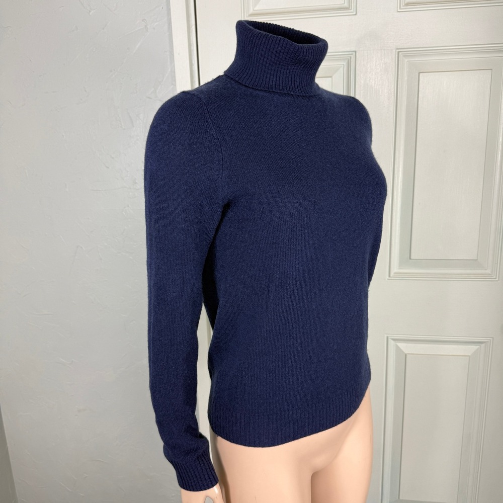 SOFT by NADAAM Women's Sweater S 100% Cashmere L/S Turtleneck Navy OO25 - Picture 6 of 6